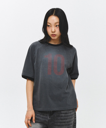 ピグメントブラシ10クロップリンガーTシャツ_ブラック
