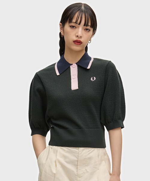 [Предзаказ] Colour Block Pointelle Knitted Shirt — вязаная рубашка с колорблоком и ажурной вязкой