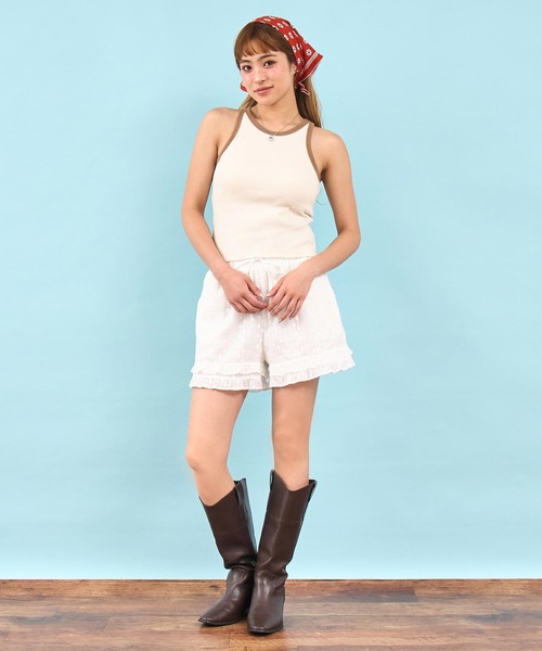 anap mimpi（アナップミンピ）の「コットン レース フリル イージー ショート パンツ（その他パンツ・レディース・ホワイト・F）」の7枚目の写真