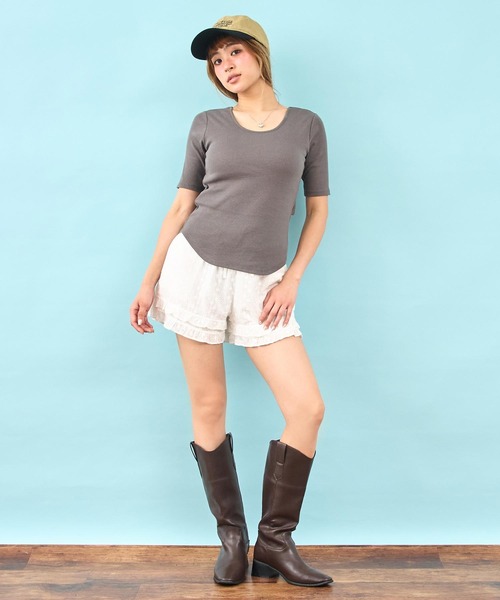 anap mimpi（アナップミンピ）の「コットン レース フリル イージー ショート パンツ（その他パンツ・レディース・ホワイト・F）」の14枚目の写真