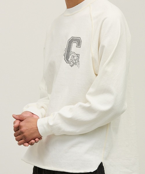 REMI RELIEF(レミレリーフ)の「REMI RELIEF/レミレリーフ 8/-天竺ラグランロンT(C) ヴィンテージ アウトリンキング ロングスリーブTシャツ メンズ 2026年秋冬 秋服(Tシャツ/カットソー・メンズ・ホワイト/ブラック/ブラウン・M/L/XL)」の4枚目の写真