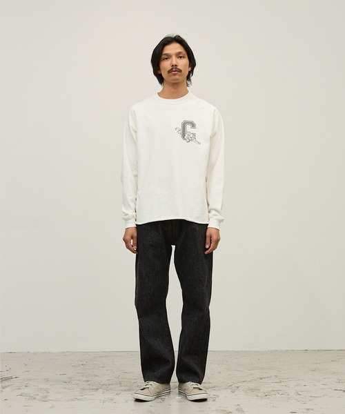 REMI RELIEF(レミレリーフ)の「REMI RELIEF/レミレリーフ 8/-天竺ラグランロンT(C) ヴィンテージ アウトリンキング ロングスリーブTシャツ メンズ 2026年秋冬 秋服(Tシャツ/カットソー・メンズ・ホワイト/ブラック/ブラウン・M/L/XL)」の5枚目の写真