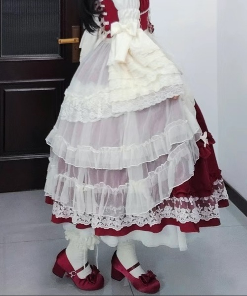 gossip！ロサンゼルス（ゴシップロサンゼルス）の「【Y2Kガーリー】レトロ2wayアシンメトリーチュールレイヤードスカート＆フリルショール（スカート・レディース・ホワイト/アイボリー/ブラック・FREE）」の17枚目の写真