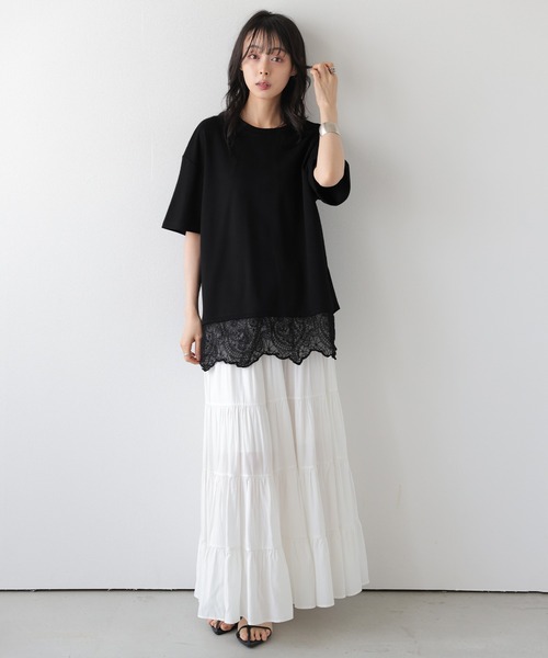 SUGAR BISKET(シュガービスケット)の「レースレイヤード プルオーバー(Tシャツ/カットソー・レディース・アイボリー/ブラック/ネイビー・フリー)」の17枚目の写真