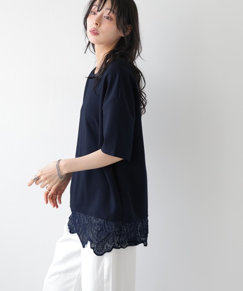 SUGAR BISKET(シュガービスケット)の「レースレイヤード プルオーバー(Tシャツ/カットソー・レディース・アイボリー/ブラック/ネイビー・フリー)」の8枚目の写真