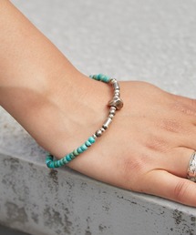 SunKu/サンク Turquoise & Silver Pipe Ball Beads Bracelet ターコイズ & シルバー パイプ ボール ビーズ ブレスレット 天然石 メンズ レディース 2026年 夏 夏服