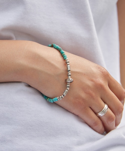 SunKu(サンク)の「SunKu/サンク Turquoise & Silver Pipe Ball Beads Bracelet ターコイズ & シルバー パイプ ボール ビーズ ブレスレット 天然石 メンズ レディース 2026年 夏 夏服(ブレスレット・メンズ・ターコイズブルー・FREE)」の5枚目の写真