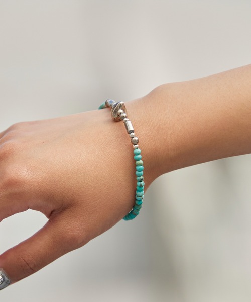 SunKu(サンク)の「SunKu/サンク Turquoise & Silver Pipe Ball Beads Bracelet ターコイズ & シルバー パイプ ボール ビーズ ブレスレット 天然石 メンズ レディース 2026年 夏 夏服(ブレスレット・メンズ・ターコイズブルー・FREE)」の6枚目の写真