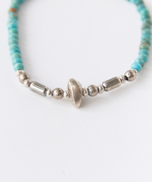 SunKu(サンク)の「SunKu/サンク Turquoise & Silver Pipe Ball Beads Bracelet ターコイズ & シルバー パイプ ボール ビーズ ブレスレット 天然石 メンズ レディース 2026年 夏 夏服(ブレスレット・メンズ・ターコイズブルー・FREE)」の7枚目の写真