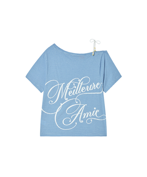 NYXX(エヌワイエックスエックス)の「TNSW KNOT OFF SHOULDER BLUE(Tシャツ/カットソー・レディース・ブルー・FREE)」の2枚目の写真