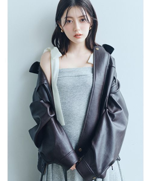 SNIDEL(スナイデル)の「【UV】ショルダーリボンカットベアワンピース(ワンピース・レディース・グレー/ブラウン/イエロー・0/1)」の5枚目の写真