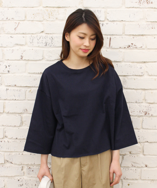 CIAOPANIC（チャオパニック）の「【Ciaopanic】ショート丈ＢＩＧスリーブＴシャツ（Tシャツ/カットソー・レディース・ホワイト/グレー/ブラウン/ネイビー/ライトブルー・FREE）」の5枚目の写真