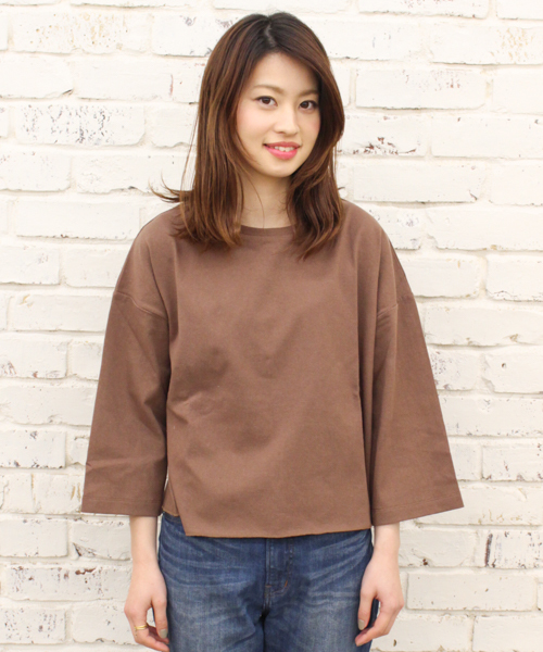 CIAOPANIC（チャオパニック）の「【Ciaopanic】ショート丈ＢＩＧスリーブＴシャツ（Tシャツ/カットソー・レディース・ホワイト/グレー/ブラウン/ネイビー/ライトブルー・FREE）」の3枚目の写真