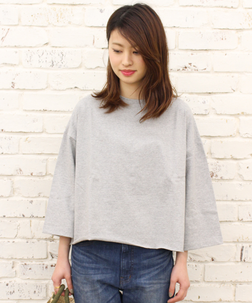 CIAOPANIC（チャオパニック）の「【Ciaopanic】ショート丈ＢＩＧスリーブＴシャツ（Tシャツ/カットソー・レディース・ホワイト/グレー/ブラウン/ネイビー/ライトブルー・FREE）」の2枚目の写真