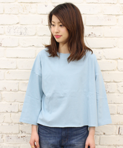 CIAOPANIC（チャオパニック）の「【Ciaopanic】ショート丈ＢＩＧスリーブＴシャツ（Tシャツ/カットソー・レディース・ホワイト/グレー/ブラウン/ネイビー/ライトブルー・FREE）」の4枚目の写真