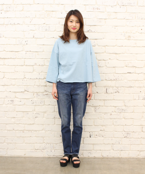 CIAOPANIC（チャオパニック）の「【Ciaopanic】ショート丈ＢＩＧスリーブＴシャツ（Tシャツ/カットソー・レディース・ホワイト/グレー/ブラウン/ネイビー/ライトブルー・FREE）」の13枚目の写真