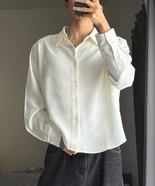 EMMA CLOTHES(エマクローズ)の「hard twist compact long sleeve regular collar shirt/ハードツイストコンパクト長袖レギュラーカラーシャツ(速乾 UV イージーケア)《ほりさん』コラボ》(シャツ/ブラウス・メンズ・ピンク/サックスブルー/スミクロ/オフホワイト・M/S/L)」の1枚目の写真