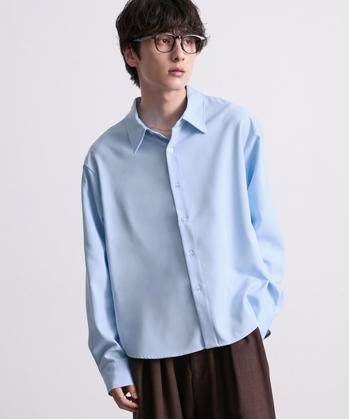 EMMA CLOTHES(エマクローズ)の「hard twist compact long sleeve regular collar shirt/ハードツイストコンパクト長袖レギュラーカラーシャツ(速乾 UV イージーケア)《ほりさん』コラボ》(シャツ/ブラウス・メンズ・ピンク/サックスブルー/スミクロ/オフホワイト・M/S/L)」の7枚目の写真