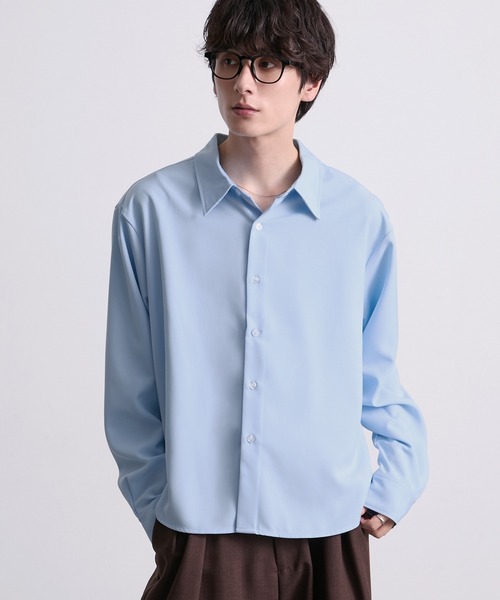 EMMA CLOTHES(エマクローズ)の「hard twist compact long sleeve regular collar shirt/ハードツイストコンパクト長袖レギュラーカラーシャツ(速乾 UV イージーケア)《ほりさん』コラボ》(シャツ/ブラウス・メンズ・ピンク/サックスブルー/スミクロ/オフホワイト・M/S/L)」の10枚目の写真