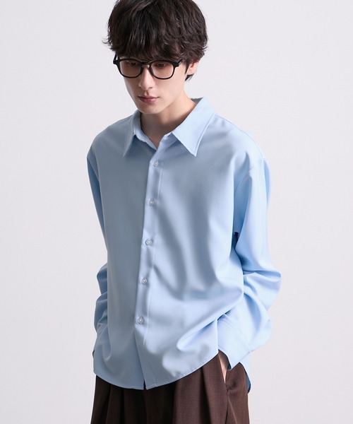 EMMA CLOTHES(エマクローズ)の「hard twist compact long sleeve regular collar shirt/ハードツイストコンパクト長袖レギュラーカラーシャツ(速乾 UV イージーケア)《ほりさん』コラボ》(シャツ/ブラウス・メンズ・ピンク/サックスブルー/スミクロ/オフホワイト・M/S/L)」の12枚目の写真