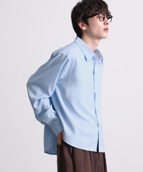 EMMA CLOTHES(エマクローズ)の「hard twist compact long sleeve regular collar shirt/ハードツイストコンパクト長袖レギュラーカラーシャツ(速乾 UV イージーケア)《ほりさん』コラボ》(シャツ/ブラウス・メンズ・ピンク/サックスブルー/スミクロ/オフホワイト・M/S/L)」の13枚目の写真