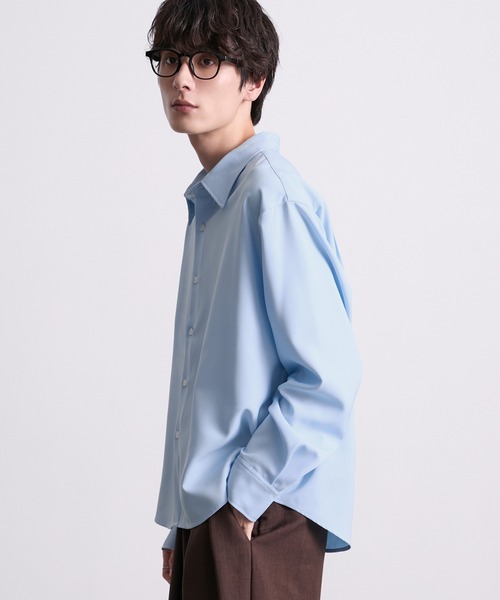EMMA CLOTHES(エマクローズ)の「hard twist compact long sleeve regular collar shirt/ハードツイストコンパクト長袖レギュラーカラーシャツ(速乾 UV イージーケア)《ほりさん』コラボ》(シャツ/ブラウス・メンズ・ピンク/サックスブルー/スミクロ/オフホワイト・M/S/L)」の14枚目の写真
