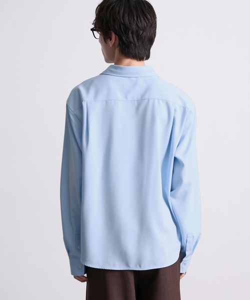 EMMA CLOTHES(エマクローズ)の「hard twist compact long sleeve regular collar shirt/ハードツイストコンパクト長袖レギュラーカラーシャツ(速乾 UV イージーケア)《ほりさん』コラボ》(シャツ/ブラウス・メンズ・ピンク/サックスブルー/スミクロ/オフホワイト・M/S/L)」の15枚目の写真