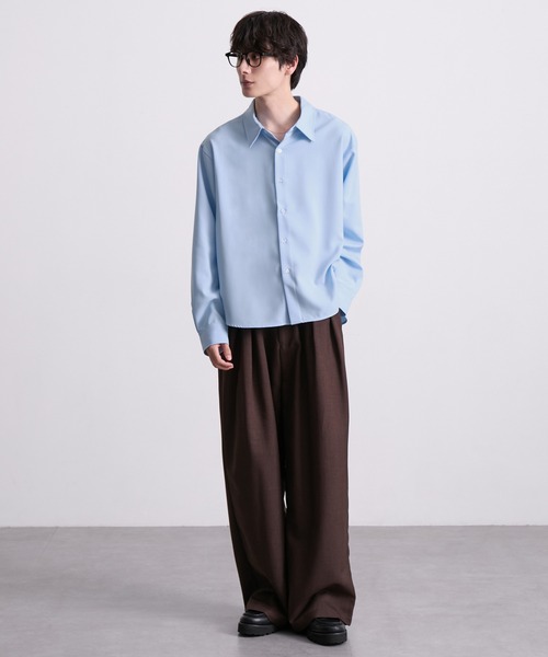 EMMA CLOTHES(エマクローズ)の「hard twist compact long sleeve regular collar shirt/ハードツイストコンパクト長袖レギュラーカラーシャツ(速乾 UV イージーケア)《ほりさん』コラボ》(シャツ/ブラウス・メンズ・ピンク/サックスブルー/スミクロ/オフホワイト・M/S/L)」の16枚目の写真