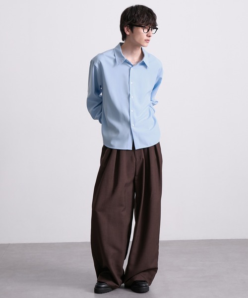 EMMA CLOTHES(エマクローズ)の「hard twist compact long sleeve regular collar shirt/ハードツイストコンパクト長袖レギュラーカラーシャツ(速乾 UV イージーケア)《ほりさん』コラボ》(シャツ/ブラウス・メンズ・ピンク/サックスブルー/スミクロ/オフホワイト・M/S/L)」の17枚目の写真