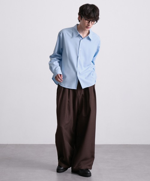 EMMA CLOTHES(エマクローズ)の「hard twist compact long sleeve regular collar shirt/ハードツイストコンパクト長袖レギュラーカラーシャツ(速乾 UV イージーケア)《ほりさん』コラボ》(シャツ/ブラウス・メンズ・ピンク/サックスブルー/スミクロ/オフホワイト・M/S/L)」の18枚目の写真