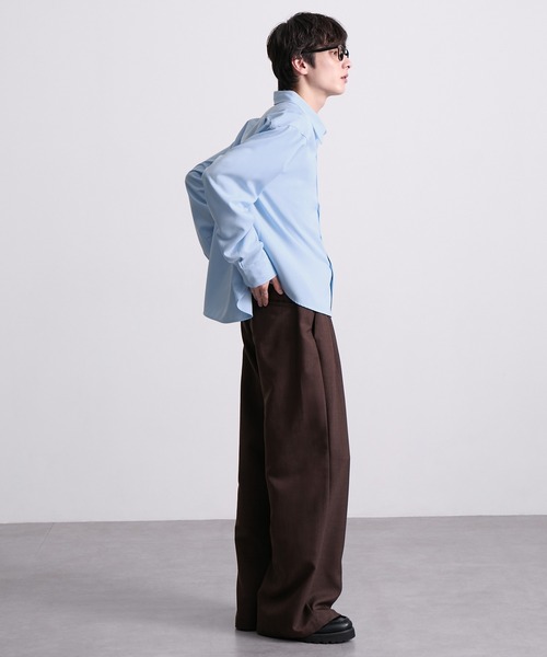 EMMA CLOTHES(エマクローズ)の「hard twist compact long sleeve regular collar shirt/ハードツイストコンパクト長袖レギュラーカラーシャツ(速乾 UV イージーケア)《ほりさん』コラボ》(シャツ/ブラウス・メンズ・ピンク/サックスブルー/スミクロ/オフホワイト・M/S/L)」の19枚目の写真