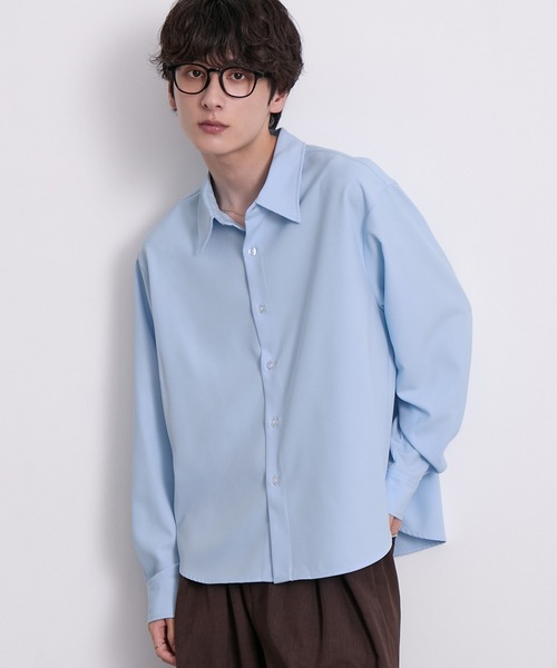 EMMA CLOTHES(エマクローズ)の「hard twist compact long sleeve regular collar shirt/ハードツイストコンパクト長袖レギュラーカラーシャツ(速乾 UV イージーケア)《ほりさん』コラボ》(シャツ/ブラウス・メンズ・ピンク/サックスブルー/スミクロ/オフホワイト・M/S/L)」の6枚目の写真