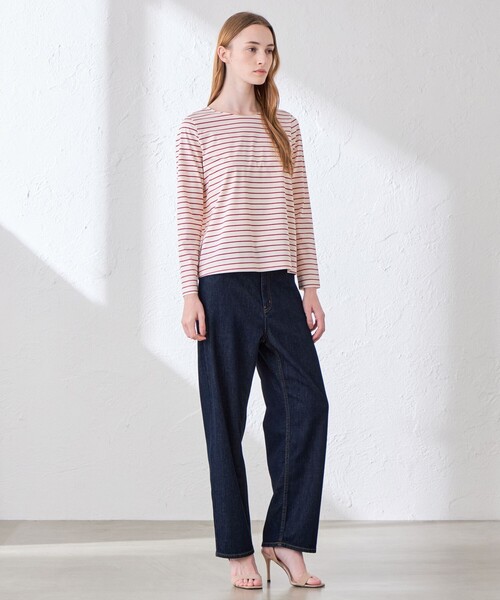 MACKINTOSH LONDON(マッキントッシュ ロンドン)の「【The Essential Collection】プレーティング天竺ボーダープルオーバー(Tシャツ/カットソー・レディース・レッド系その他4・40/38)」の2枚目の写真