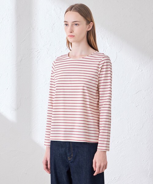 MACKINTOSH LONDON(マッキントッシュ ロンドン)の「【The Essential Collection】プレーティング天竺ボーダープルオーバー(Tシャツ/カットソー・レディース・レッド系その他4・40/38)」の4枚目の写真