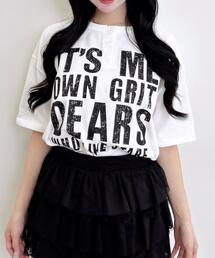 かすれロゴヘンリーネックチュニックTシャツ