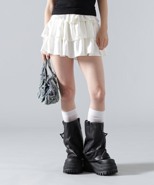 L.H.P(エルエイチピー)の「MAVYTH/メヴィス/FRILL SKIRT(スカート・レディース・ホワイト/グレー/ブラック・L/M)」の1枚目の写真