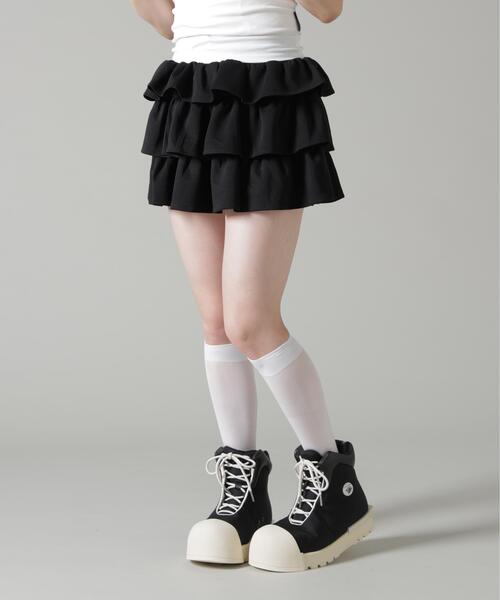 L.H.P(エルエイチピー)の「MAVYTH/メヴィス/FRILL SKIRT(スカート・レディース・ホワイト/グレー/ブラック・L/M)」の2枚目の写真