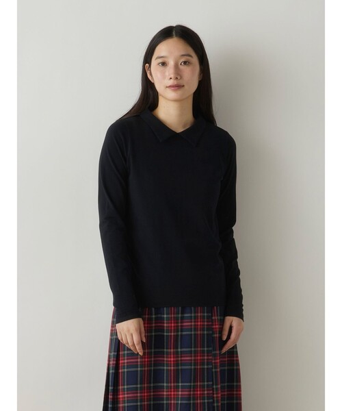 MidiUmi(ミディウミ)の「MidiUmi シャツカラープルオーバー(Tシャツ/カットソー・レディース・オフホワイト/ライトグレー/ライトブルー/ブラック・FREE)」の2枚目の写真