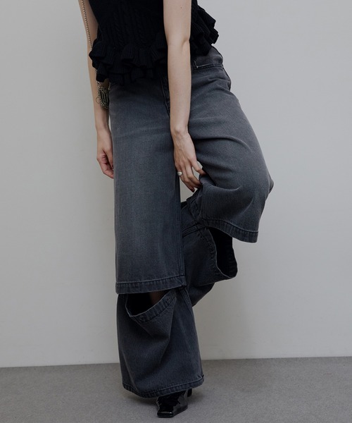 Ameri(アメリ)の「2WAY DETACHABLE DENIM PANTS(デニムパンツ・レディース・ブルー/チェリーピンク/ブラック・24inch/25inch/26inch)」の1枚目の写真