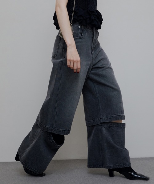 Ameri(アメリ)の「2WAY DETACHABLE DENIM PANTS(デニムパンツ・レディース・ブルー/チェリーピンク/ブラック・24inch/25inch/26inch)」の4枚目の写真