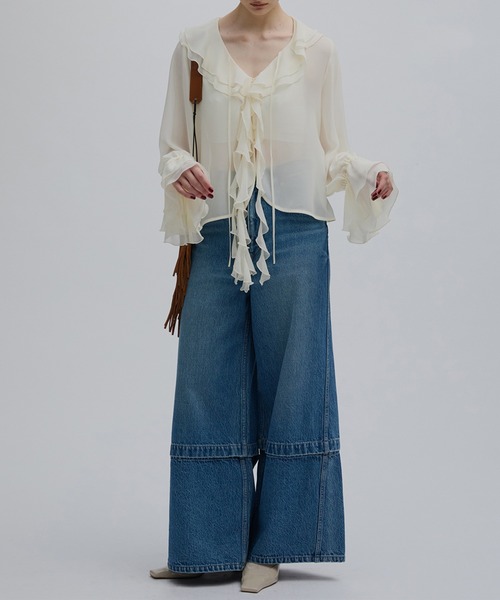 Ameri(アメリ)の「2WAY DETACHABLE DENIM PANTS(デニムパンツ・レディース・ブルー/チェリーピンク/ブラック・24inch/25inch/26inch)」の14枚目の写真