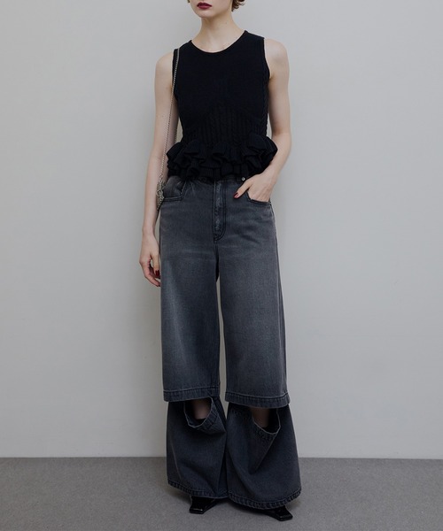 Ameri(アメリ)の「2WAY DETACHABLE DENIM PANTS(デニムパンツ・レディース・ブルー/チェリーピンク/ブラック・24inch/25inch/26inch)」の6枚目の写真