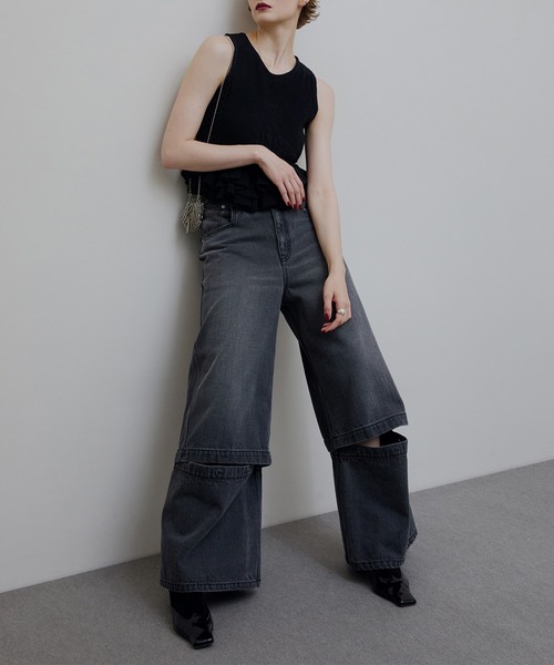 Ameri(アメリ)の「2WAY DETACHABLE DENIM PANTS(デニムパンツ・レディース・ブルー/チェリーピンク/ブラック・24inch/25inch/26inch)」の8枚目の写真