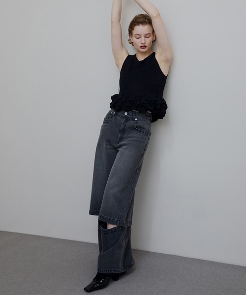 Ameri(アメリ)の「2WAY DETACHABLE DENIM PANTS(デニムパンツ・レディース・ブルー/チェリーピンク/ブラック・24inch/25inch/26inch)」の9枚目の写真