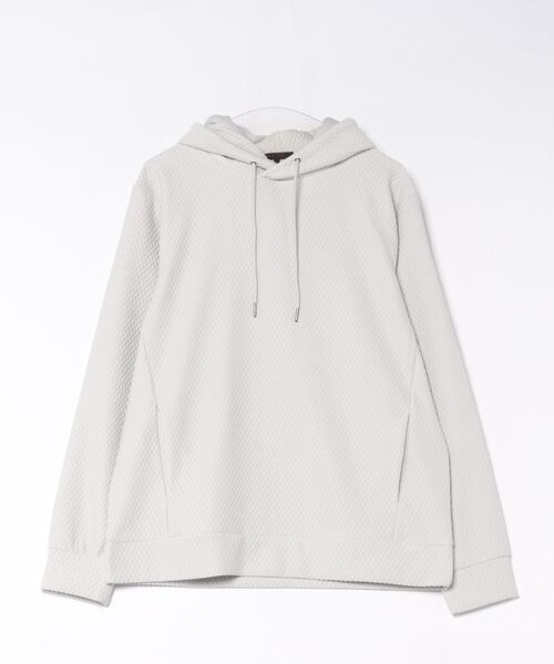 m.f.editorial（エムエフエディトリアル）の「プルオーバー パーカー メンズ 長袖 ストレッチ ハニカム ジャガード プルパーカー フーディー（パーカー・メンズ・ボルドー/グレー系その他2/ライトグレー/ネイビー・LARGE/MEDIUM/X-LARGE）」の16枚目の写真