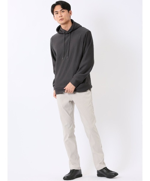 m.f.editorial（エムエフエディトリアル）の「プルオーバー パーカー メンズ 長袖 ストレッチ ハニカム ジャガード プルパーカー フーディー（パーカー・メンズ・ボルドー/グレー系その他2/ライトグレー/ネイビー・LARGE/MEDIUM/X-LARGE）」の20枚目の写真