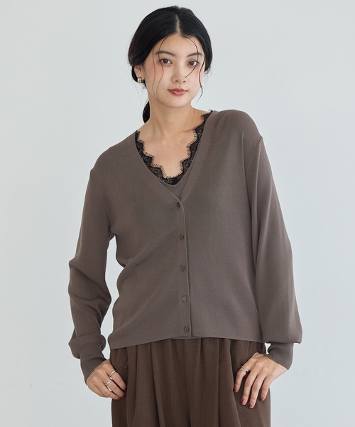 YECCA VECCA(イェッカヴェッカ)の「【マシンウォッシャブル】レースニットアンサンブル【2点SET】(カーディガン/ボレロ・レディース・ブラウン/アイボリー/ブラック・FREE)」の1枚目の写真