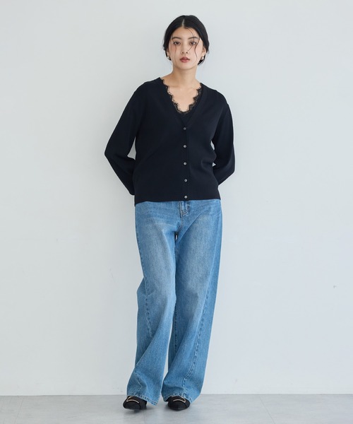 YECCA VECCA(イェッカヴェッカ)の「【マシンウォッシャブル】レースニットアンサンブル【2点SET】(カーディガン/ボレロ・レディース・ブラウン/アイボリー/ブラック・FREE)」の10枚目の写真