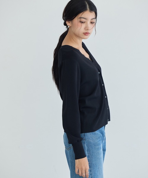 YECCA VECCA(イェッカヴェッカ)の「【マシンウォッシャブル】レースニットアンサンブル【2点SET】(カーディガン/ボレロ・レディース・ブラウン/アイボリー/ブラック・FREE)」の7枚目の写真