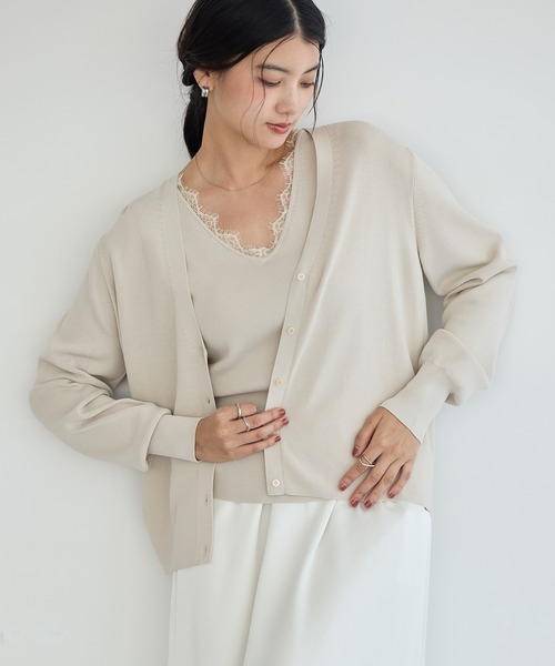 YECCA VECCA(イェッカヴェッカ)の「【マシンウォッシャブル】レースニットアンサンブル【2点SET】(カーディガン/ボレロ・レディース・ブラウン/アイボリー/ブラック・FREE)」の14枚目の写真